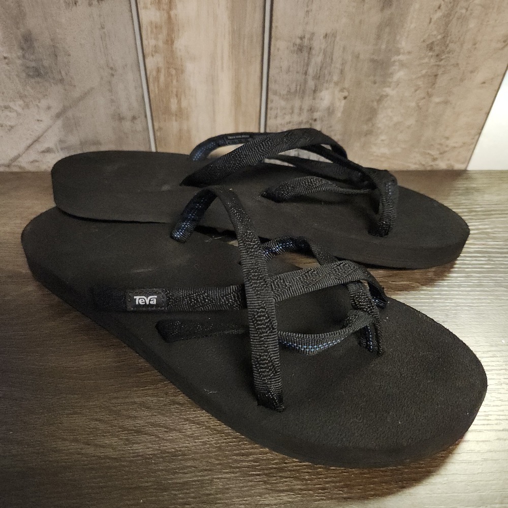 Teva Sandals Womens 11 Olowahu Casual Comfort Slip On Flip Flops 6840 Black